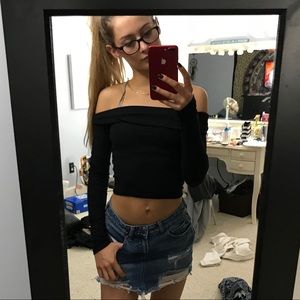 black off the shoulder long sleeve